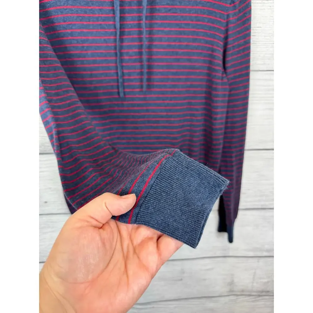 Hawker Rye Men's Navy & Red Stripe Knit Hooded Pullover Size Small